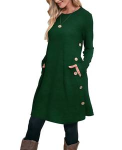 lot 22763 image: OFEEFAN Womens Sweater Dress Long Sleeve Dress for Women Winter Dress Emerald Green XL