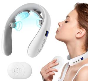 lot 22764 image: Neck Massager with Heat, Portable Electric Neck Massager for Pain Relief Deep Tissue, Lymphatic Drainage Massager with 10 Modes&16 Levels, 130g Ultra-Light Wear, Relax Gift for HerHimFriendDadMom