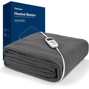 lot 22765 image: Yokimisu Electric Blanket Twin Size, 84 x 62 Lake Blue Polar Fleece Heated Blanket, 6 Heat Settings, 10-Hour Selectable Auto Shut-Off, Fast Heating, ETL and FCC Certification, Machine Washable