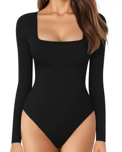 lot 22766 image: MANGOPOP Bodysuits for Women Long Sleeve Square Neck Tops