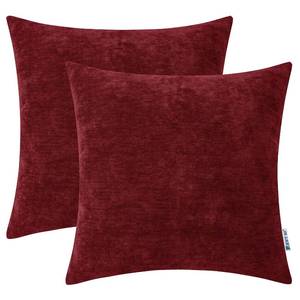 lot 22767 image: HWY 50 Burgundy Red Throw Pillows Covers 18x18 Inch for Couch Sofa Bed Living Room, Chenille Soft Comfy Solid Decorative Throw Pillows Cases Set Cushion Cover Pack of 2