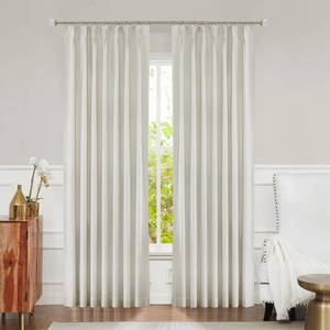 lot 22768 image: Ivory Pinch Pleated Blackout Curtain Panel for Bedroom Thermal Insulated Triple Weave Window Treatment Room Darkening Drapes 95 Inches Long with 9 Hooks (Ring not Include), 40x95, 2 Panels