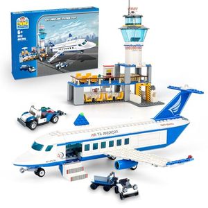lot 22770 image: QLT City Airplane Building Kit,Compatible with Lego Airport Passenger Plane with Baggage Truck, Radar Tower with LED Light 518 PCS Construction Toys for Kids 6-12 yrs Old and Adults