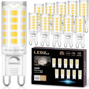 lot 22772 image: winshine 10 Pack G9 LED Bulb Dimmable 5000K Daylight, 4W (40Watt G9 Halogen Equivalent) G9 Bi Pin Base,T4 Chandelier Lighting No-Flicker Light Bulb 120V AC