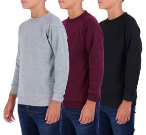 lot 22774 image: 3 Pack Boys Sweatshirts Fleece Youth Classic Crew Neck Tops Long Sleeve Warm Soft Pullover Uniform Sweaters Girls Teen Kids Sweater Basic Black Clothes T Shirts Ninos Green Navy -Set 8, XL (1416)