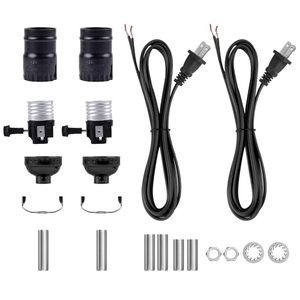 lot 22792 image: Bonlux Lamp Repair Kit for Table Lamps,Floor Lamp Rewire Kit with 2 Way E26 Lamp Socket and 8FT Lamp Cord,Lamp Replacement Parts Kit for Making a Lamp,Lamp Part Kits for Do It Yourself,Black,2-Pack
