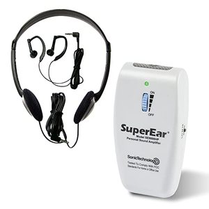 lot 22793 image: SuperEar Rechargeable Personal Sound Amplifier Model SE9000HP (PSAP) - 50dB Amplifier with Headphones, Earbuds, and Tactile 3 Tone Frequency (Hi-Med-Low) for Adults, Audiologists, Seniors, and Elderly