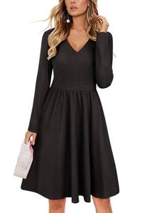 lot 22802 image: ULTRANICE Black Long Sleeve Dress Womens Fashion Clothes 2024 Trendy Spring V Neck Casual Wedding Guest Dresses Semi Formal Party Vavation Outfits with Pockets(Black A,L)