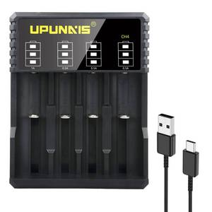 lot 22824 image: 18650 Battery Charger, Suitable for 3.7V li-ion Battery 8650 20700 10440 14500 18500 16340 17500 26650 Battery Charger, 4-Port Type C Battery Recharge