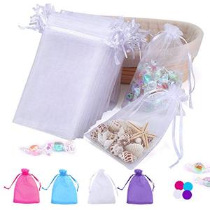 lot 22826 image: Angooni 100PCS 4x6 Inch Organza Gift Bags for Jewelry Party Wedding Favor, Premium Sheer Gift Drawstring Pouch Candy Bags(White)