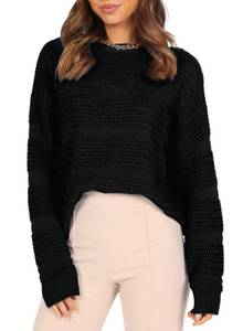lot 22834 image: Dokotoo Lady Sweaters Fall Fashion 2023 Soft Chunky Christmas Knit Long Sleeves Chic Tops Loose Crewneck Ribbed Sollid Color Winter Jumpers,Black XX-Large