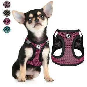 lot 22845 image: Step in Small Dog Harness (for Under 20lbs Dogs) Air Mesh Extra Small Dog Harness Vest Puppy Harness & Cat Harness XXXS-L Reflective Dog Harness for Small Dogs (XXXS, Rose)
