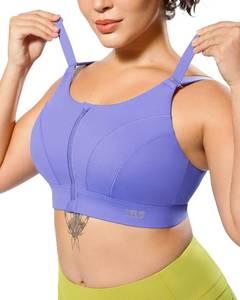lot 22851 image: VFUS Adjustable High Impact Sports Bras for Women Zip Front Full Coverage and Lift Padded Compression Tops (X-Large, Violet Purple)