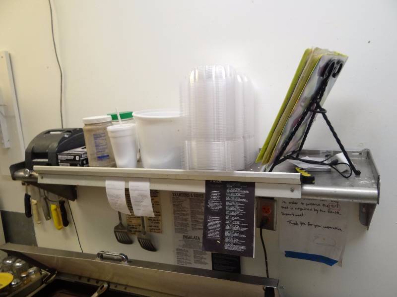 lot 5216 image: Fully Stainless Wall Mounted Shelf With Ticket Rail