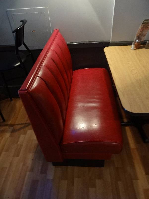 lot 5251 image: 41 Red Vinyl Padded Single Booth Seating