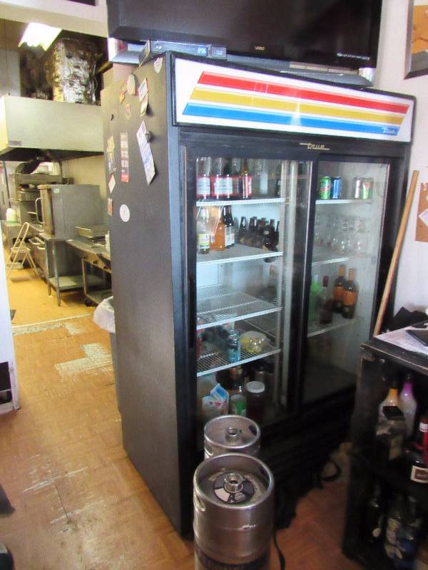 lot 5089 image: True Double Sliding Glass Door Reach In Merchandiser Cooler