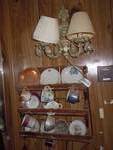 Glassware Lot and Light Fixture
