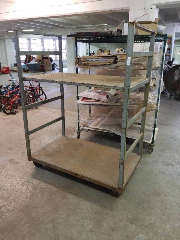 lot 3291 image: all metal warehouse cart