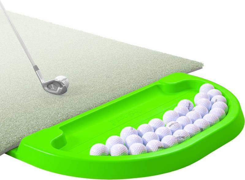 lot 96157 image: GoSports All Weather Golf Ball Tray, 70 Ball Capacity, Compatible with All Hitting Mats, Green