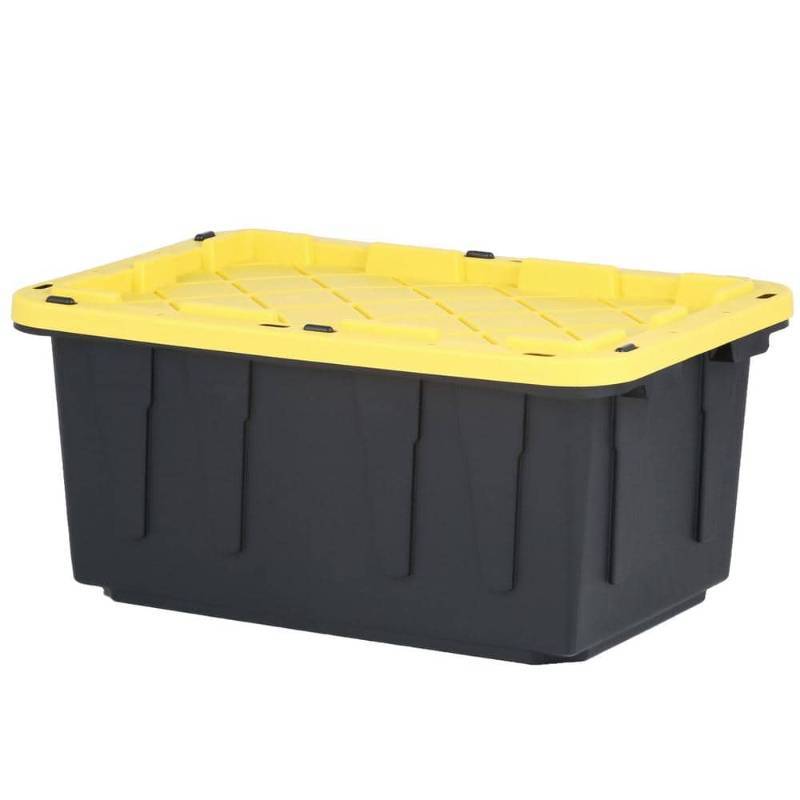 lot 96118 image: HDX 17 Gallon Tough Storage Tote - Black LID NOT INCLUDED - SEE PHOTOS FOR CONDITION