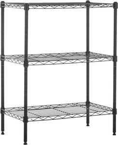 lot 6221 image: 3-Tier Adjustable Black Wire Storage Shelf - 23in W x 13in D x 30.5in H
