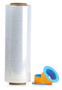 lot 6222 image: BOMEI PACK 15 Inch Self-Adhering Industrial Clear Stretch Wrap Roll with Plastic Handles - Unknown Length