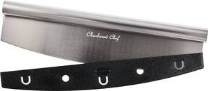 lot 6226 image: Checkered Chef 14 Inch Stainless Steel Pizza Cutter Rocker Knife with Plastic Blade Sheath