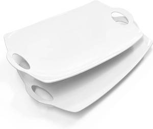 lot 6275 image: Serving Tray with Handle, Porcelain, 15.75 in, Set of 2, White