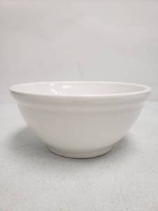 lot 6281 image: Handcrafted Portugal-Made 9 Inch White Ceramic Serving Bowl