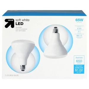 lot 10000052 image: Up&Up 65W Soft White Dimmable LED Floodlight BR30 Bulbs - Pack of 2