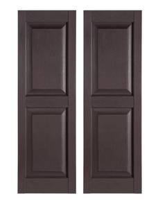 lot 6418 image: Perfect Shutters, Inc. Premier 15x39 Inch Raised Panel Shutters - Set of 2 - Sienna Brown