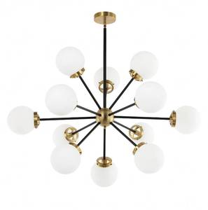lot 6426 image: Wade Logan Black Arisai Andreau 12-Light Dimmable Sputnik Sphere Chandelier - Black Gold and White