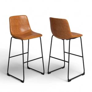lot 6435 image: Zipcode Designs Halterman Upholstered Counter Stool with Metal Frame - Set of 2 - Caramel