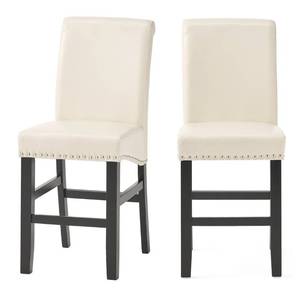 lot 6443 image: Alcott Hill Shaws Upholstered Counter Stool with Solid Wood Frame - Set of 2 - Ivory