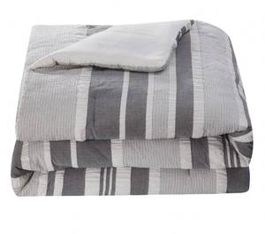 lot 6446 image: Tahari Home Ella Cotton Striped Comforter Set - Charcoal Grey - FullQueen