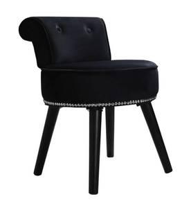 lot 6458 image: VEIKOUS Madeline Vanity Stool with Solid Wood Legs - Black Velvet