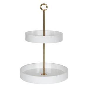 lot 6478 image: Everly Quinn Norvan 2-Tier Vanity Tray - White and Gold
