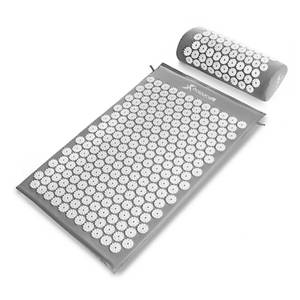 lot 6481 image: ProsourceFit Acupressure Mat and Pillow Set for Back and Neck Pain Relief - Grey - 25x15.5 Inch Mat - 4x14.25 Inch Pillow