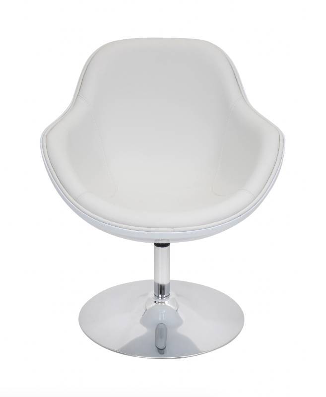 lot 96685 image: White and Silver Swivel Accent Chair Previously Owned by Cat Owners..See Photos