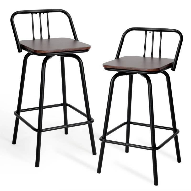 lot 96534 image: 17 Stories Walnut Jagna Swivel Counter Stool with Metal Frame - Set of 2