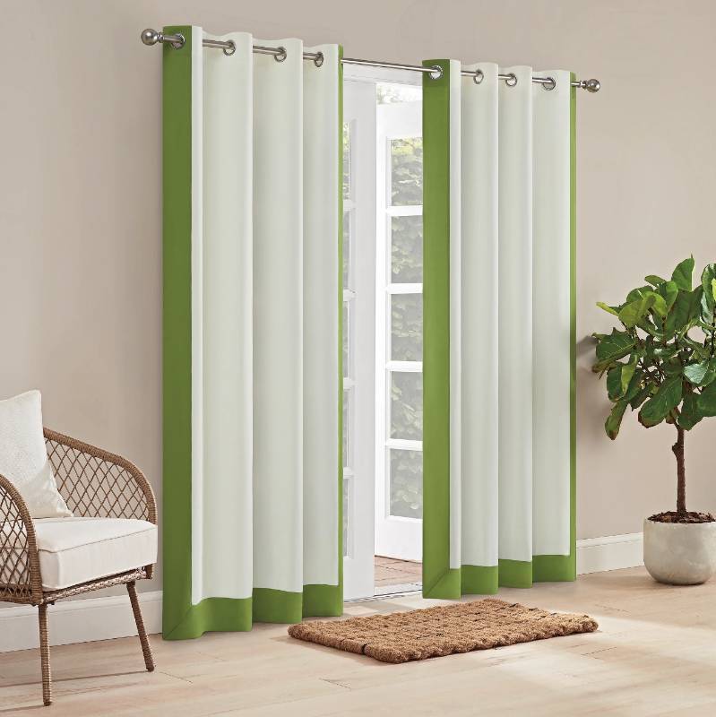 lot 96564 image: Waverly Hampton Border Polyester Room Darkening Curtain Panel - Green - 52 x 108 Inch Panel
