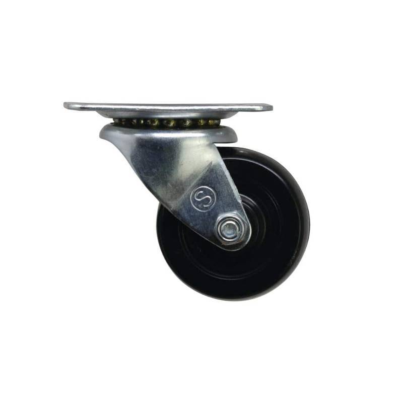 lot 96654 image: 2.5 Inch 100 lbs. Black Soft Rubber and Steel Swivel Plate Caster