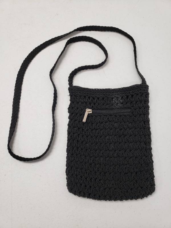 lot 96671 image: 6x8 Inch Black Crochet Crossbody Bag&nbsp
