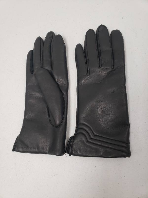 lot 966111 image: Womens Black Leather Fleece Lined Gloves - Size Small&nbsp