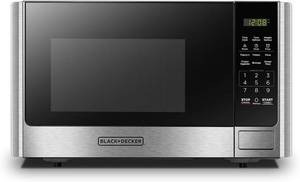 lot 6729 image: BLACKDECKER 0.9 Cu Ft 900W Stainless Steel Digital Microwave Oven with Turntable and Push-Button Door - EM925AB9