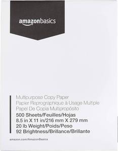 lot 6740 image: Amazon Basics Multipurpose Copy Printer Paper - 8.5 x 11 Inch - 20lb - 1 Ream - 500 Sheets - 92 GE Bright White
