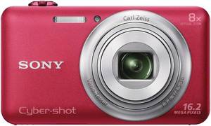 lot 6749 image: Sony Cybershot 16.2 Megan Pixel Digital Camera with 8X Optical Zoom, Charging Cable and Case - DSC-WX80 - Red