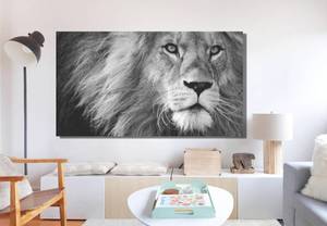 lot 67100 image: 30 x 59 Inch Black and White Lion Portrait Canvas Wall Art