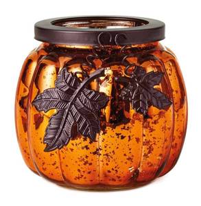 lot 67108 image: Hallmark Mercury Glass Fall Pumpkin Metal Tea Light Lantern Decoration