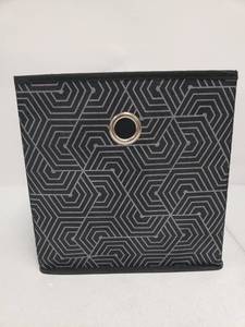 lot 6709 image: Black and Grey Geometric Print Collaspable Storage Cube